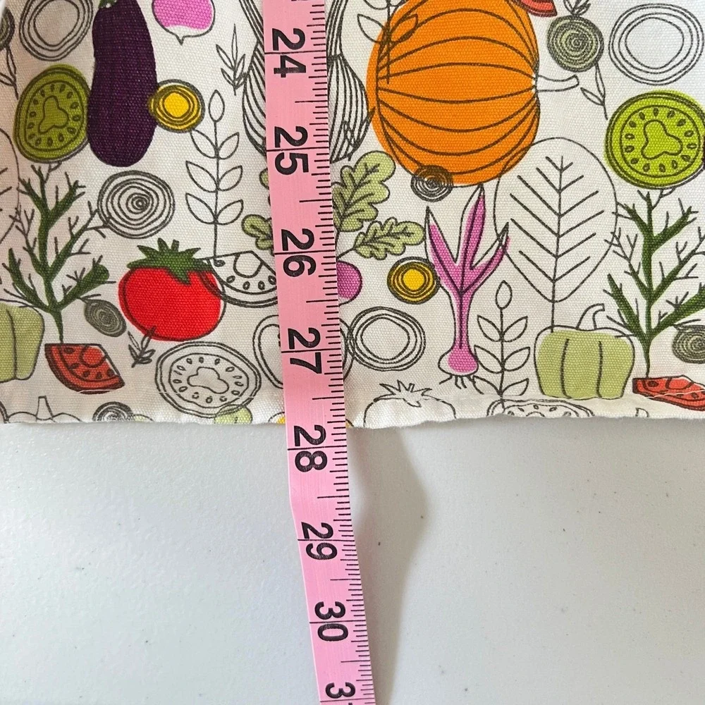 Eataly Italian Vegetable Pumpkin Print Bib Apron Multicolor Cotton with Pockets